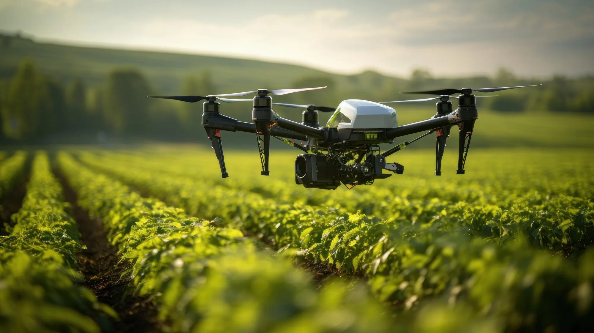 Drone dealership technician with agricultural drones