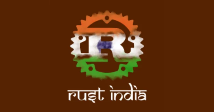 Rust India community logo with Indian tricolour on the Rust gear